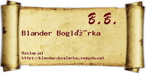 Blander Boglárka névjegykártya